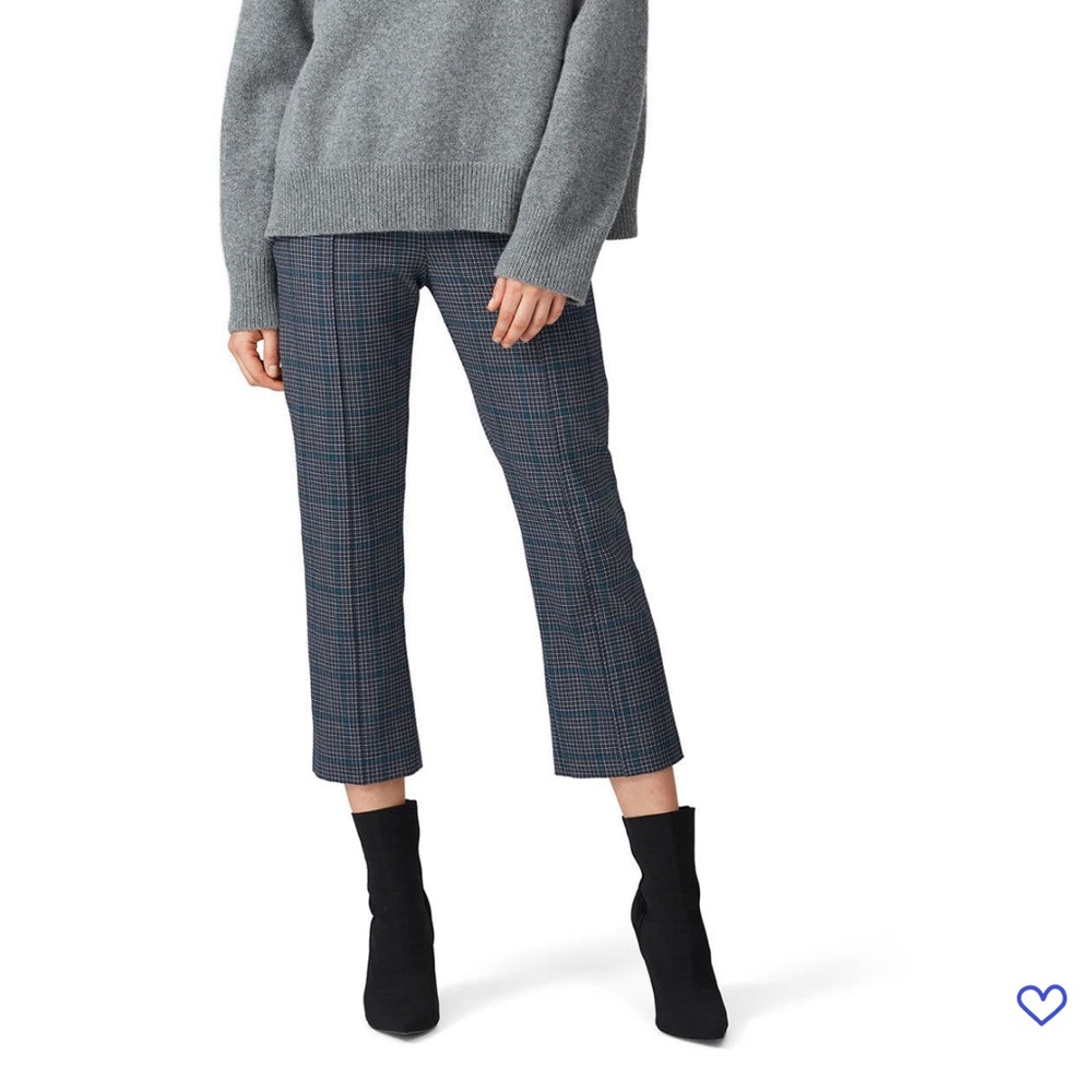 $495 Simkhai Glen Plaid High Buckle Back Trousers